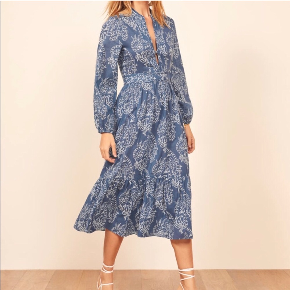 REFORMATION DELILAH DRESS LONG SLEEVE PAISLEY size 4